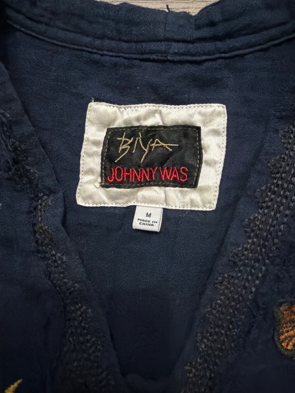 Johnny Was Navy Embroidered Floral & Butterfly Tunic - Picture 6 of 9